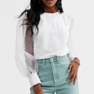 Blouse with Organza Sleeves